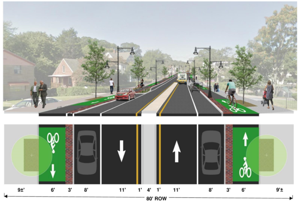 Support separated bike lanes on Cummins Highway Boston Cyclists