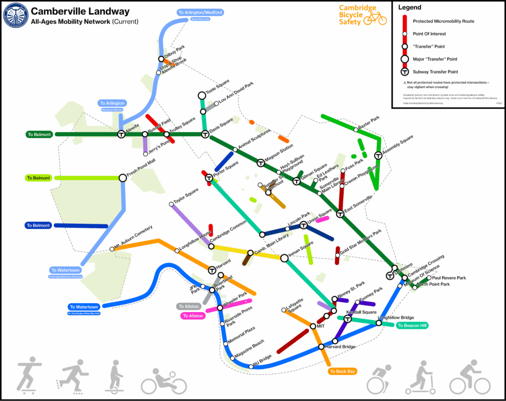 The, Current, version of the Camberville Landway map shows most of the lines missing large sections and disconnected from each other.
