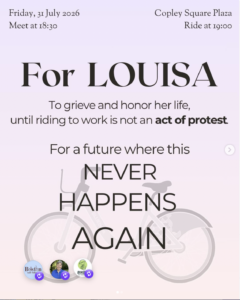 An image of this month's Instagram post for Critical Mass ride in honor of Louisa Gag.